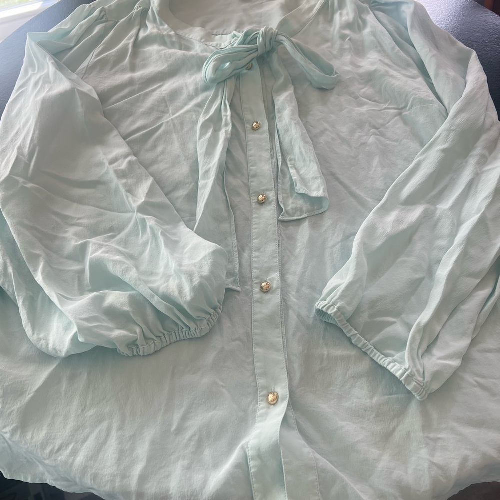 Lilly Pulitzer Mint Green Blouse with Pink Label